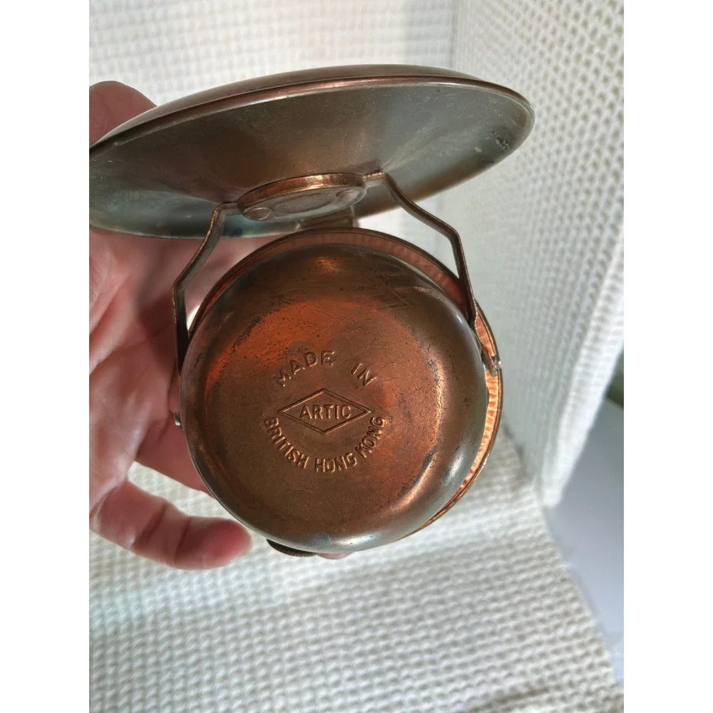 Vintage Artic Miniature Copper Oil Lamp Hurricane Lantern Small Copper Clear